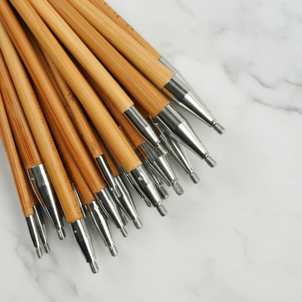ChiaoGoo SPIN Bamboo 13 cm patina -vaihtopäät korkealaatuista Moso-bambua. Luonnollisen lämmin pito ja saumaton kierreliitos vaivattomaan neulontaan.