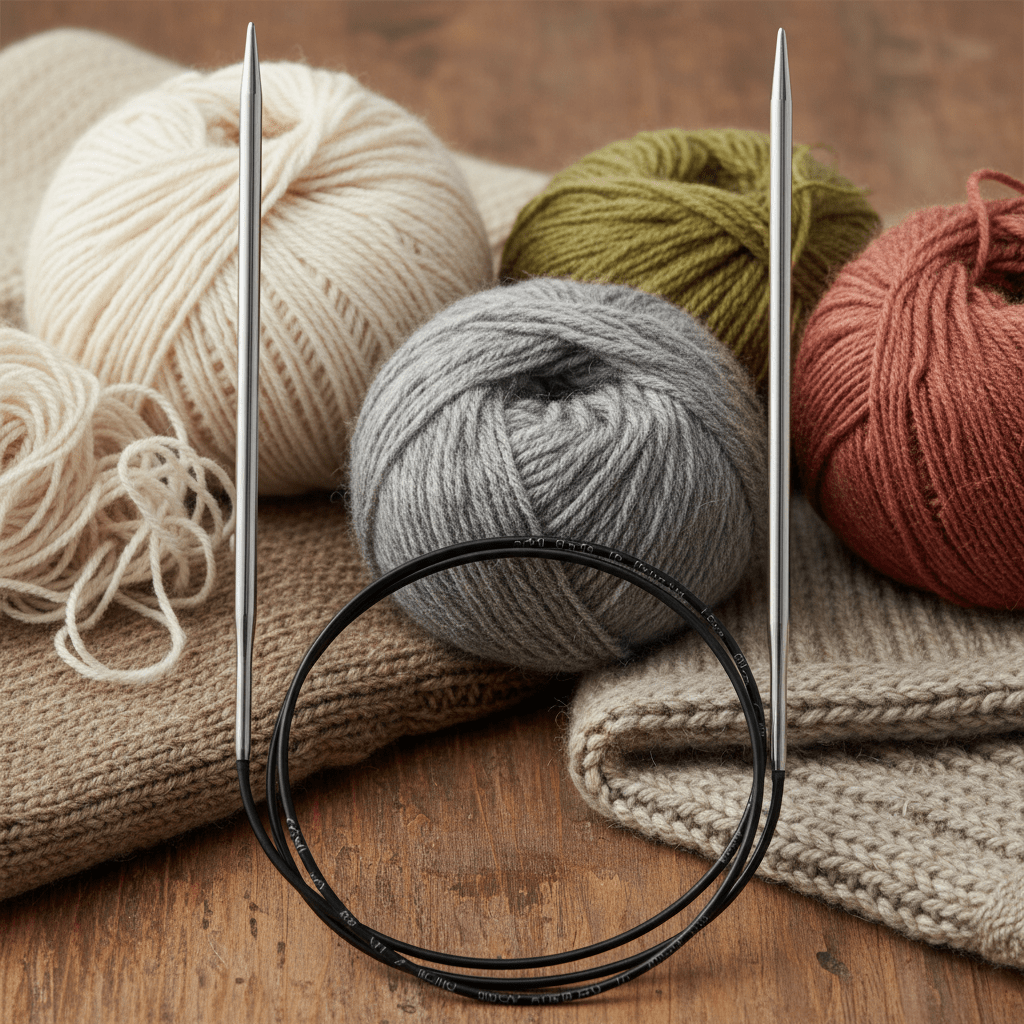 Addi / Wool Addicts Black Edition: Pitsikärkiset pyöröpuikot (80 cm) -