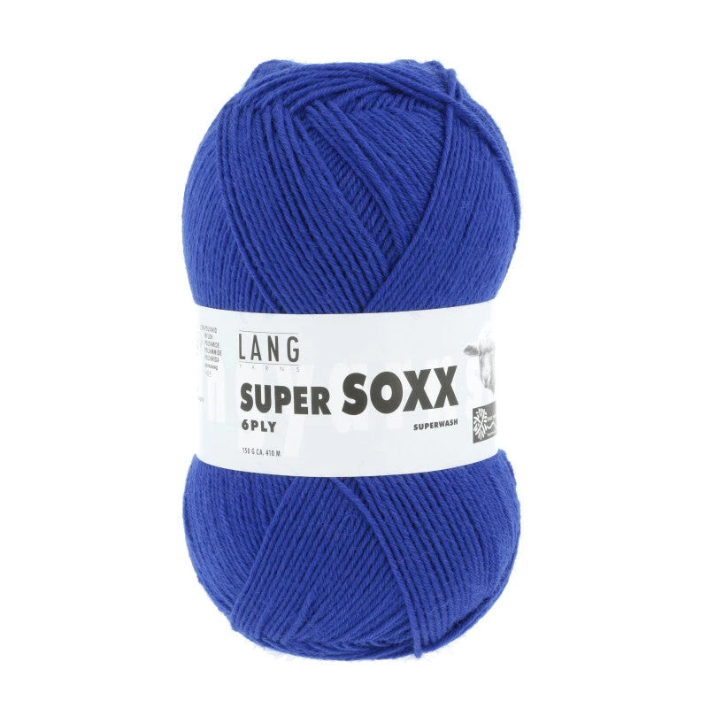 Lang Yarns Super Soxx 6-ply on perinteinen sukkalangan 
75 % puhdasta uutta villaa, 25 % polyamidia
150 g kerä = 410 m
Yksi kerä (150 g) riittää aikuisten sukkapariin kokoon 44 asti.