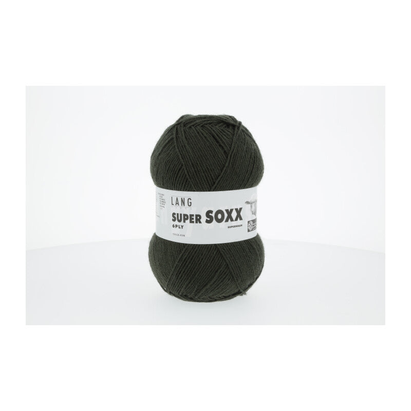 Lang Yarns Super Soxx 6-ply on perinteinen sukkalangan 
75 % puhdasta uutta villaa, 25 % polyamidia
150 g kerä = 410 m
Yksi kerä (150 g) riittää aikuisten sukkapariin kokoon 44 asti.