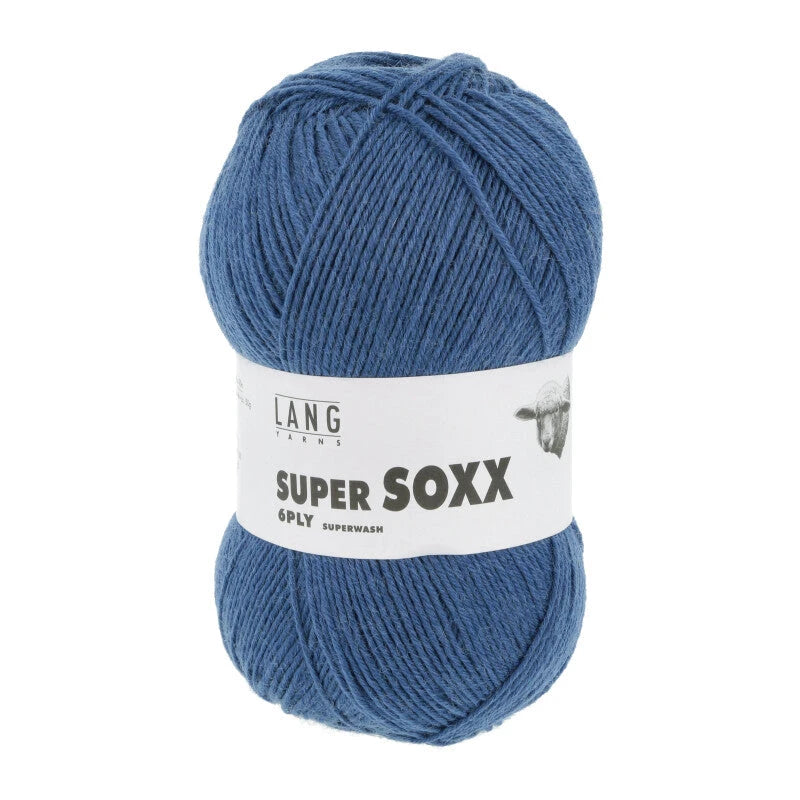 Lang Yarns Super Soxx 6-ply on perinteinen sukkalangan 
75 % puhdasta uutta villaa, 25 % polyamidia
150 g kerä = 410 m
Yksi kerä (150 g) riittää aikuisten sukkapariin kokoon 44 asti.