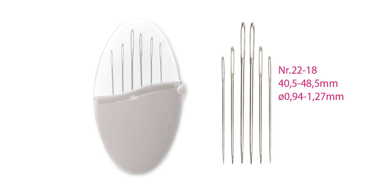 Pepple neulasarja kotelossa, teräväkärkiset Chenille neulat 6 kpl