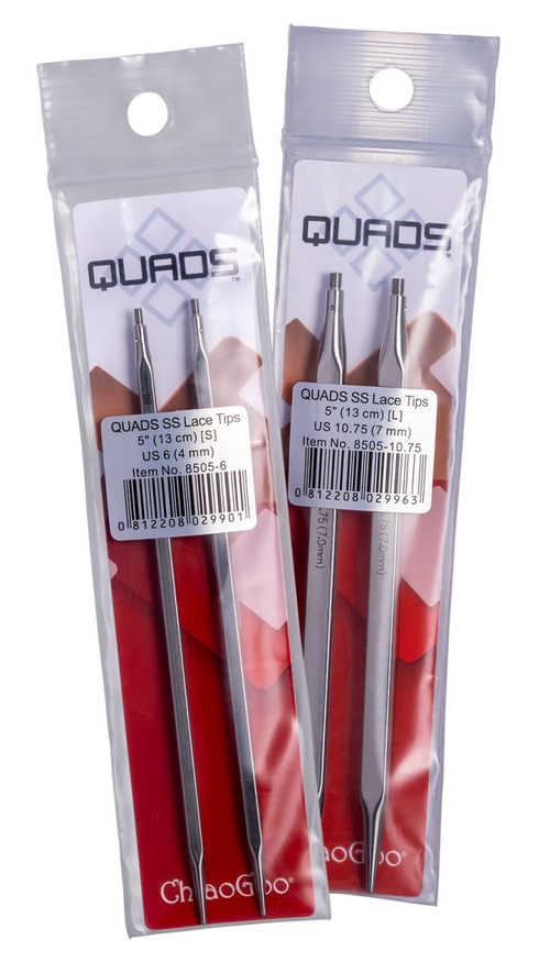 ChiaoGoo QUADS 13 cm – Neliskanttiset teräsvaihtopäät - 3.25 mm