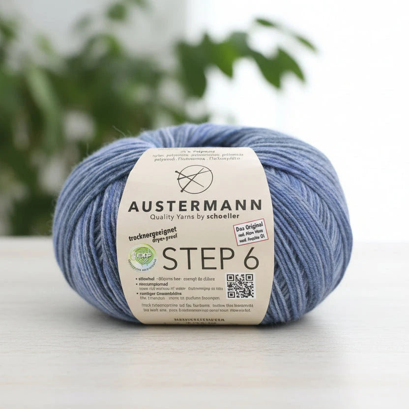 Haluatko villasukat, jotka tuntuvat hyvältä jo neuloessa? Austermann Step 6 on klassikkolanka, jossa yhdistyy paksumman langan lämpö ja ainutlaatuinen hoitavuus