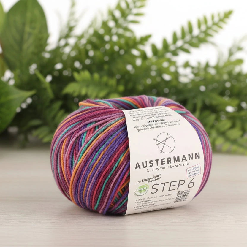 Haluatko villasukat, jotka tuntuvat hyvältä jo neuloessa? Austermann Step 6 on klassikkolanka, jossa yhdistyy paksumman langan lämpö ja ainutlaatuinen hoitavuus
